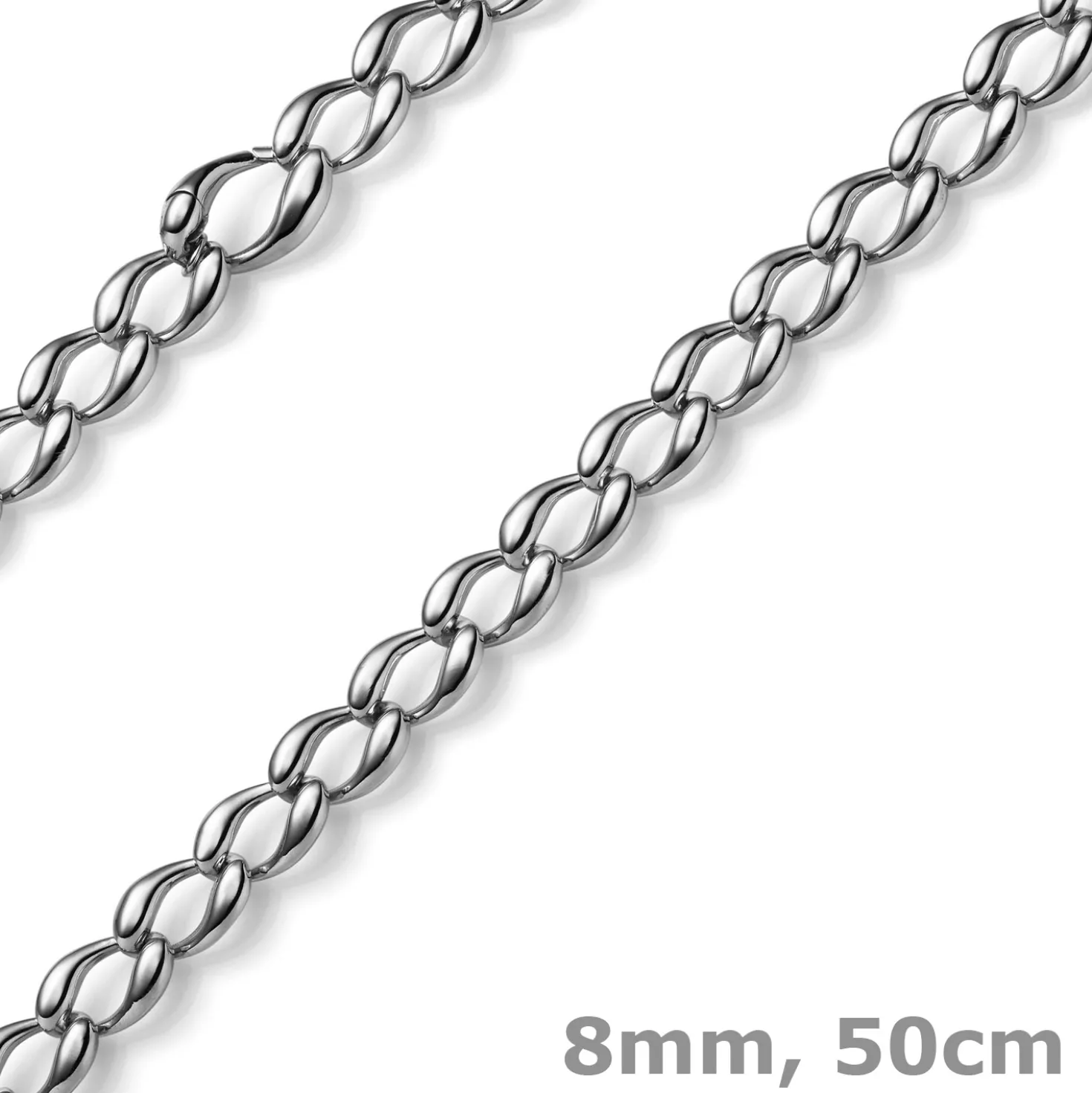 8mm Phantasiekette Collier Halskette Halsschmuck 585 Gold Weißgold glänzend 50cm