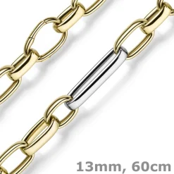 13mm Phantasie Kette Collier Halsschmuck aus 585 Gold Gelbgold Weißgold 60cm