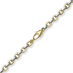 5,5mm Phantasie-Kette Collier Halsschmuck aus 585 Gold Gelbgold & Weißgold 50cm