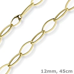 12mm Phantasie-Kette Halskette Collier aus 585 Gold Gelbgold glänzend 45cm