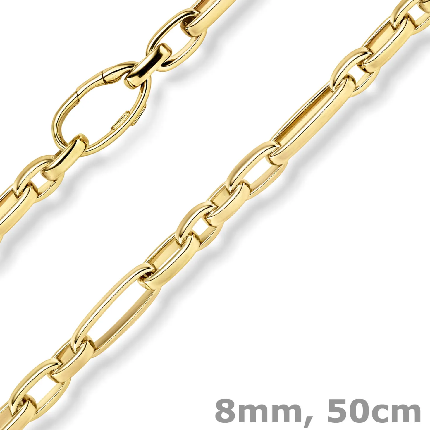 8mm Phantasie-Kette Halskette Collier aus 585 Gold Gelbgold glänzend 50cm