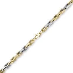 6,5mm Phantasie Kette Halskette Collier aus 585 Gold gelb/weiß bicolor 45cm