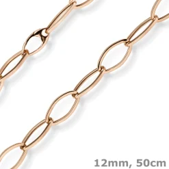 12mm Phantasie-Kette Halskette Collier aus 585 Gold Rotgold glänzend 50cm