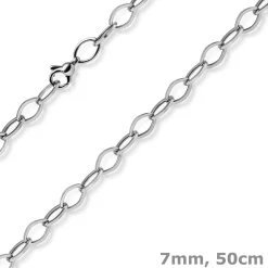 7mm Phantasie-Kette Halskette Collier aus 585 Gold Weißgold glänzend 50cm