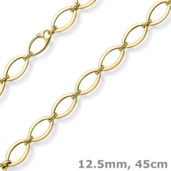 12,5mm Phantasie-Kette Halskette ovale Kettenglieder 585 Gold Gelbgold 45cm