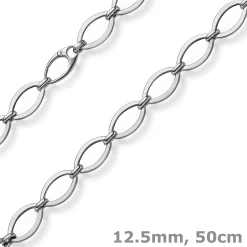 12,5mm Phantasie-Kette Halskette ovale Kettenglieder 585 Gold Weißgold 50cm