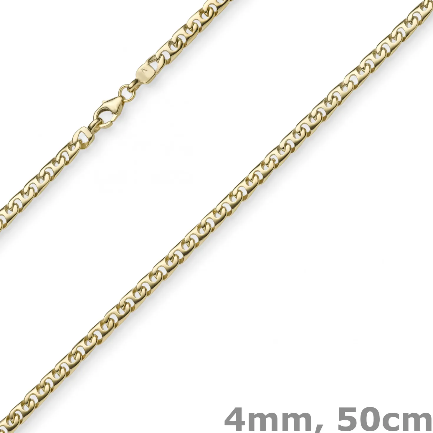 4mm Phantasiekette Kette Collier Halskette, 585 Gold Gelbgold, glänzend, 50cm