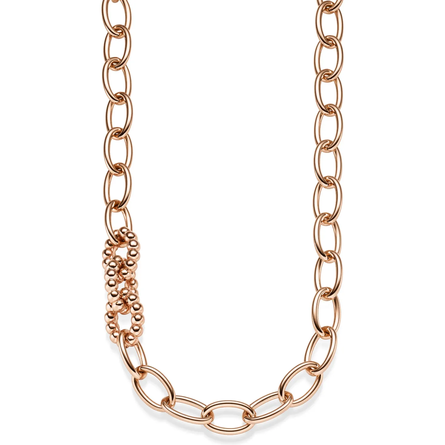 16,5mm Phantasie-Kette 3 Kettenglieder mit Kügelchen 585 Gold Rotgold 60cm