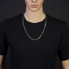 5,5mm Plattenkette Kette Collier aus 585 Gold Weißgold massiv 70cm Herren