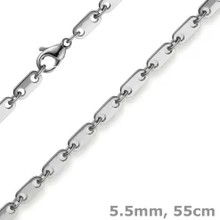 5,5mm Plattenkette Kette Collier aus 585 Gold Weißgold massiv 55cm Herren