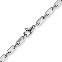 5,5mm Plattenkette Kette Collier aus 585 Gold Weißgold massiv 50cm Unisex