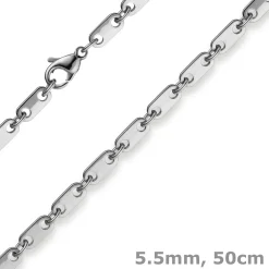 5,5mm Plattenkette Kette Collier aus 585 Gold Weißgold massiv 50cm Unisex