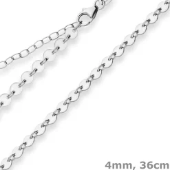 4mm Plattenkette Silberkette Collier Halskette aus 925 Silber 36cm