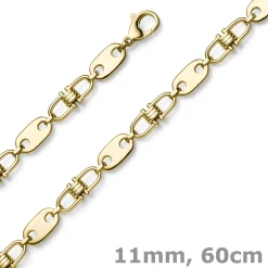 11mm Platte-Steigbügel Kette Collier Halskette aus 585 Gold Gelbgold massiv 60cm
