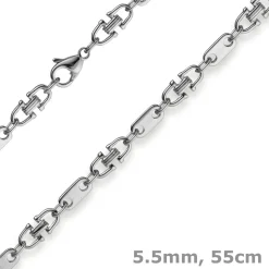 5,5mm Platte-Steigbügel Kette Collier Halskette aus 585 Gold Weißgold 55cm