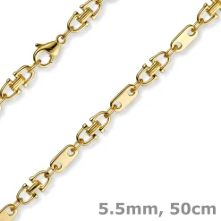 5,5mm Platte-Steigbügel Kette Collier Halskette, 585 Gold Gelbgold, 50cm