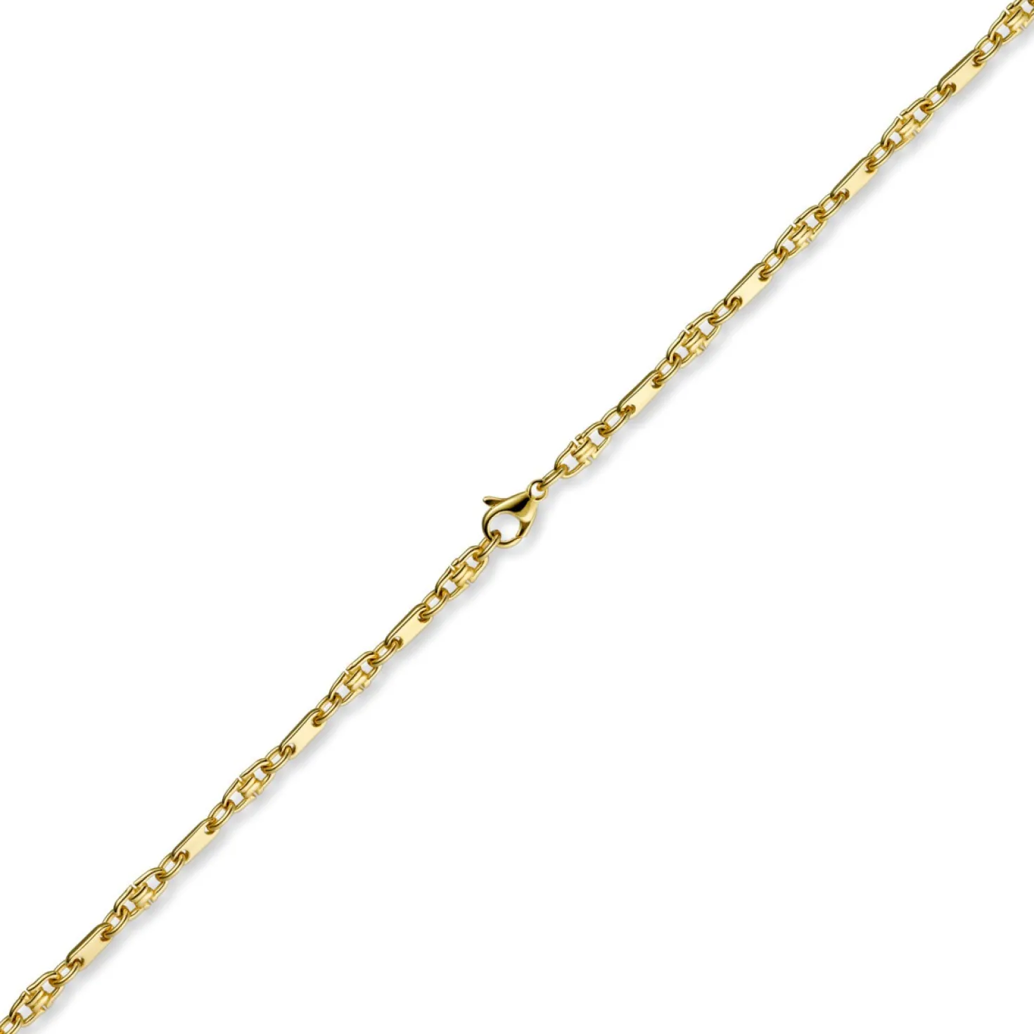 3mm Platte-Steigbügel Kette Collier Halskette, 585 Gold Gelbgold, 55cm