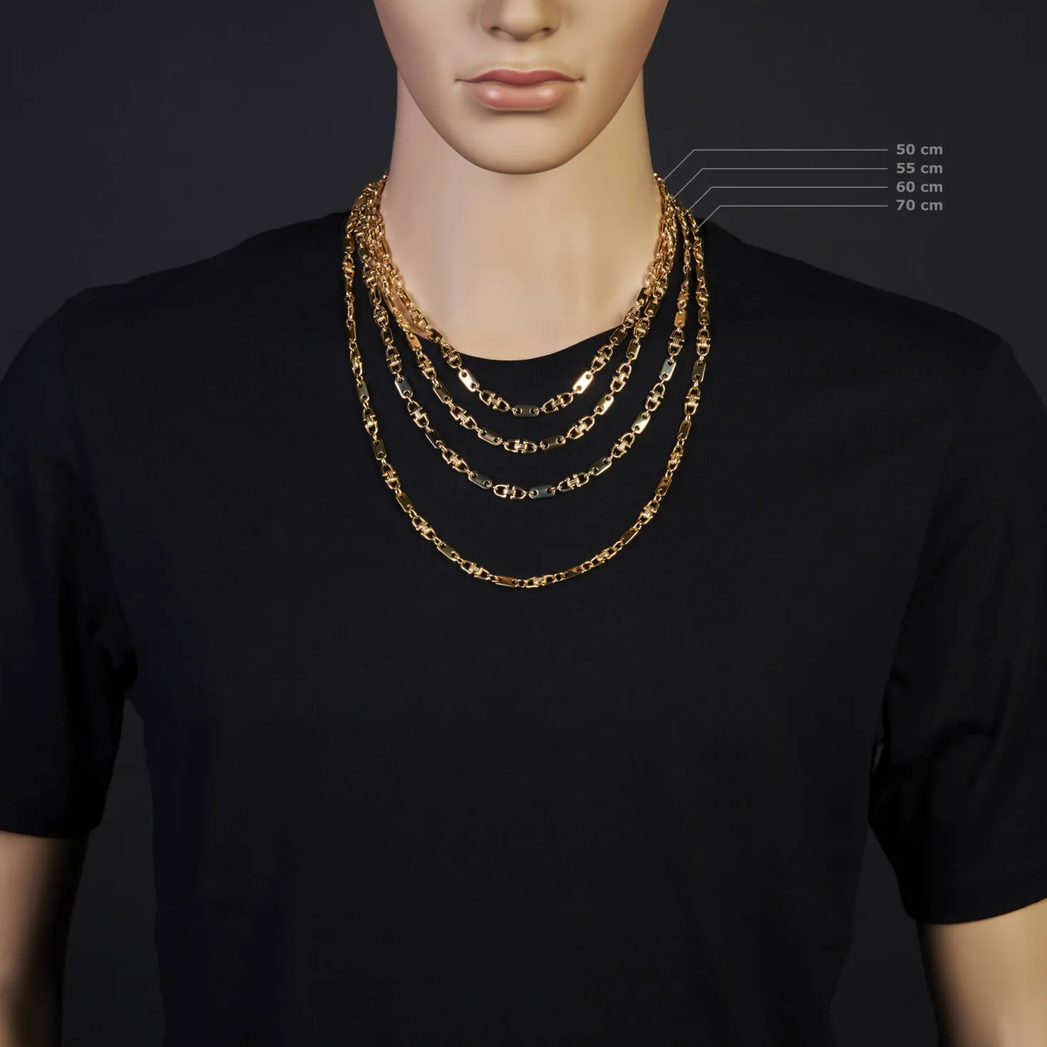 5,5mm Platte-Steigbügel Kette Collier Halskette, 750 Gold Gelbgold, 55cm