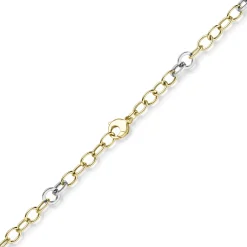 9,5mm Ringel-Armband Armkette aus 585 Gold Gelbgold Weißgold bicolor 19cm