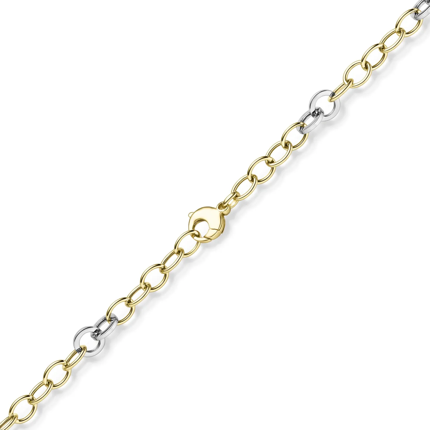 9,5mm Ringel-Armband Armkette aus 585 Gold Gelbgold Weißgold bicolor 19cm