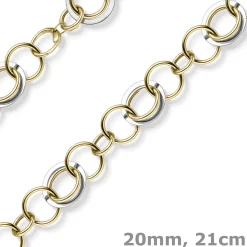 20mm Ringkette Phantasie-Armband Armkette aus 585 Gold Gelbgold Weißgold 21cm