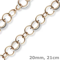 20mm Ringkette Phantasie-Armband Armkette aus 585 Gold Weißgold Rotgold 21cm