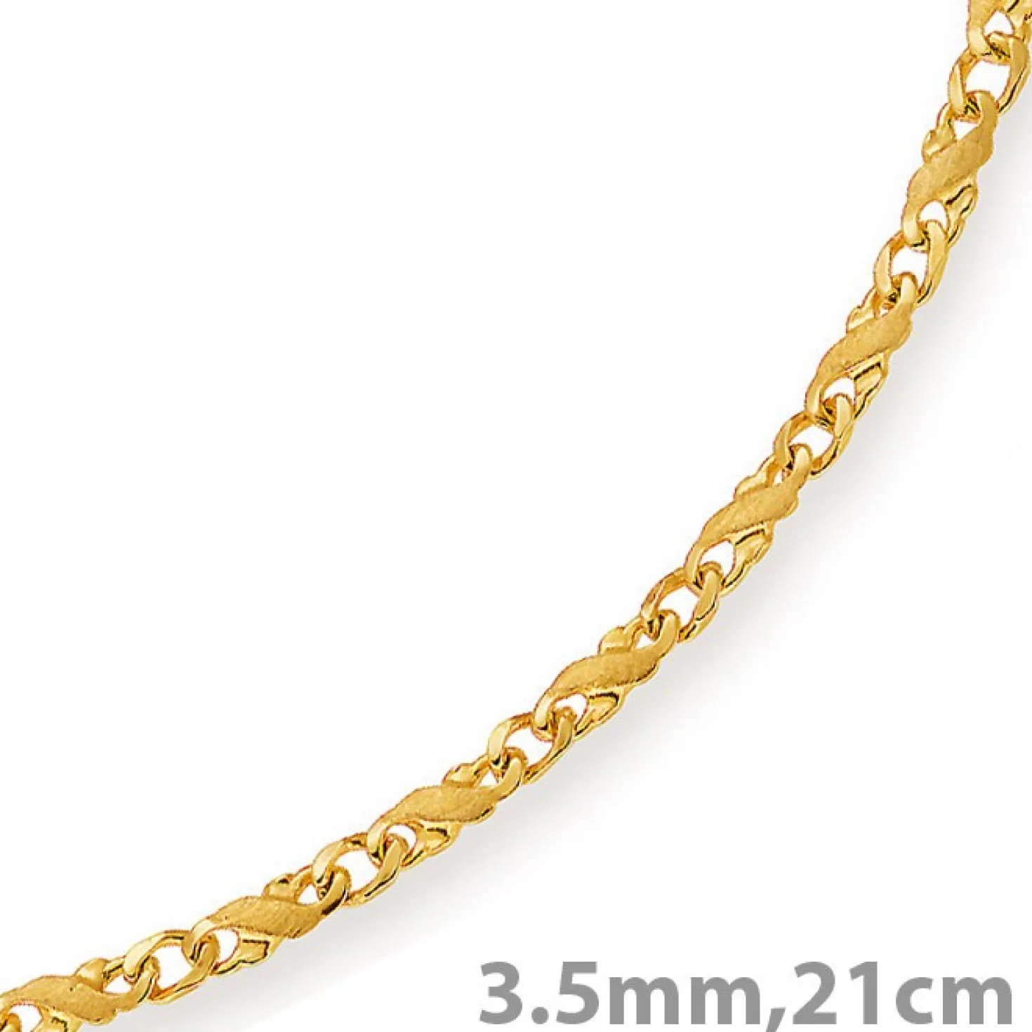 3,5mm Rockwell Armband Armkette, 585 Gold Gelbgold, 21cm, mattiert