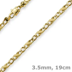 3,5mm Rockwell Armband Armkette, 585 Gold Gelbgold, 19cm, mattiert