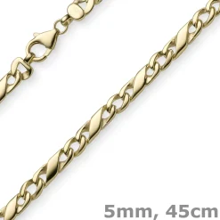 5mm Rockwellkette Kette Collier Halskette, 585 Gold Gelbgold, glänzend, 45cm