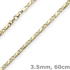 3,5mm Rockwellkette Kette Collier Halskette, 585 Gold Gelbgold, glänzend, 60cm
