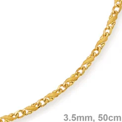 3,5mm Rockwellkette Kette Collier matt, 585 Gold Gelbgold, 50cm