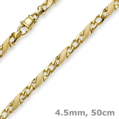 4,5mm Rockwellkette X-Panzerkette Collier 585 Gelbgold matt/glänzend 50cm Unisex