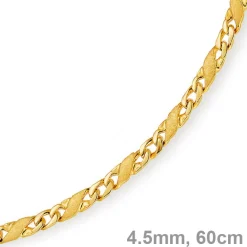 4,5mm Rockwellkette X-Panzerkette Collier 585 Gelbgold matt/glänzend 60cm Herren