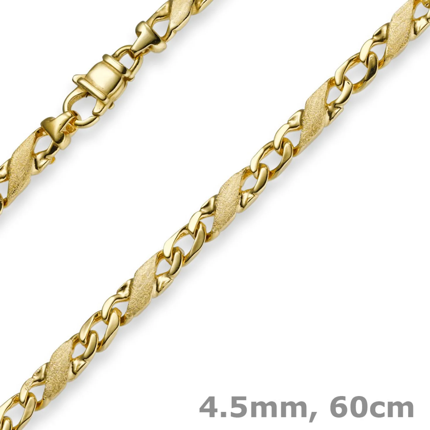 4,5mm Rockwellkette X-Panzerkette Collier 585 Gelbgold matt/glänzend 60cm Herren