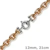 12mm Rundanker Armband Armkette aus 585 Gold Rotgold & Weißgold, 21cm