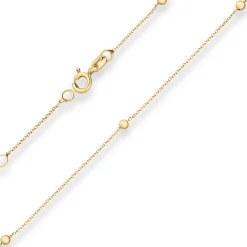 1mm Rund-Ankerkette Armband Kugel aus 585 Gold Gelbgold 19cm mit Zwischenöse