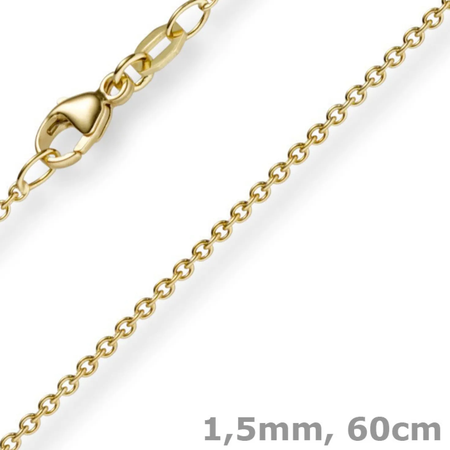 1,5mm Rund-Ankerkette aus 750 Gold Gelbgold Kette Collier Halskette, 60cm