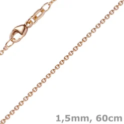 1,5mm Rund-Ankerkette aus 750 Gold Rotgold Kette Collier Halskette, 60cm