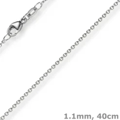 1,1mm Rund-Ankerkette aus 750 Gold Weißgold Kette Collier Halskette, 40cm