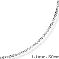 1,1mm Rund-Ankerkette aus 750 Gold Weißgold Kette Collier Halskette, 50cm