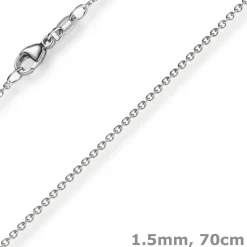 1,5mm Rund-Ankerkette aus 585 Gold Weißgold Kette Collier Halskette, 70cm