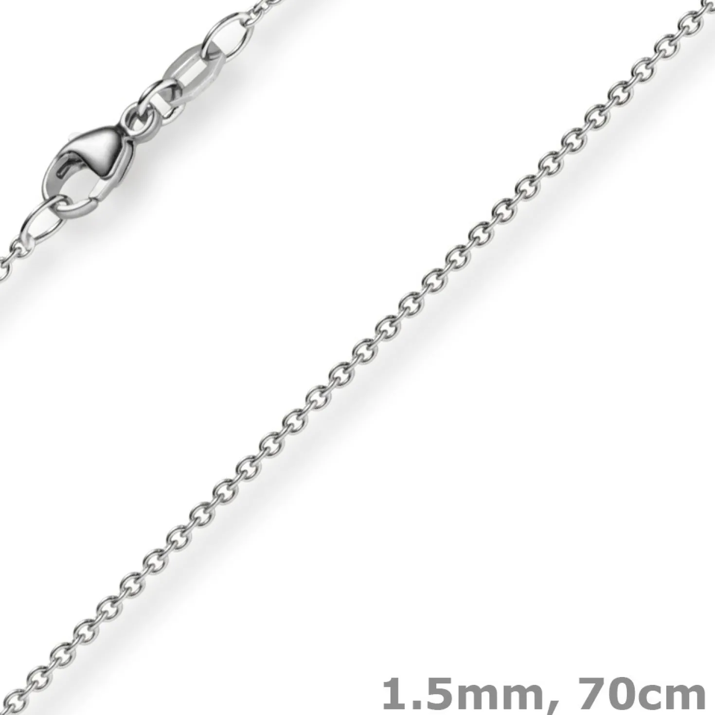 1,5mm Rund-Ankerkette aus 585 Gold Weißgold Kette Collier Halskette, 70cm