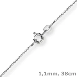 1,1mm Rund-Ankerkette aus 750 Gold Weißgold Kette Collier Halskette, 38cm