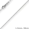 1,5mm Rund-Ankerkette aus 585 Gold Weißgold Kette Collier Halskette, 38cm