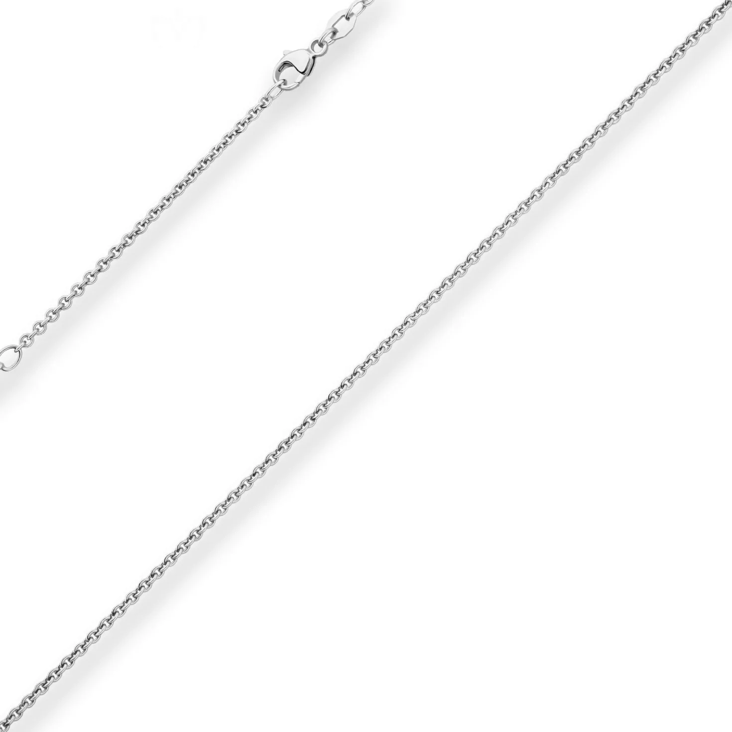 2mm Rund-Ankerkette Collier aus 925 Silber rhodiniert 38cm mit Zwischenöse