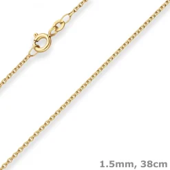1,5mm Rund-Ankerkette Collier Halskette aus 333 Gold Gelbgold 38cm