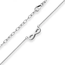 1,3mm Rund-Ankerkette Collier Infinity aus 925 Silber rhodiniert 42cm Zirkonia