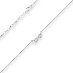 1,3mm Rund-Ankerkette Collier Infinity Halskette aus 925 Silber 42cm Zirkonia