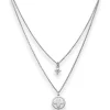 1,1mm Rund-Ankerkette Collier Kleeblatt aus 925 Silber rhodiniert 38cm Zirkonia