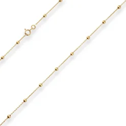 1,3mm Rund-Ankerkette Collier Kugel Halskette aus 585 Gold Gelbgold 45cm
